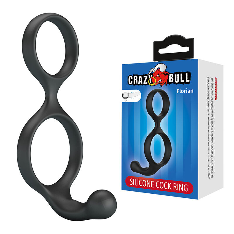 Crazy bull - florian double cock and ball ring black 1