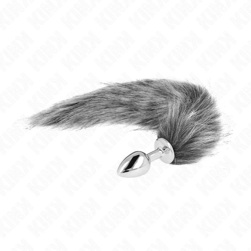 Kink - anal plug size s 7 x 3 cm with synthetic tail 40 cm grey 3