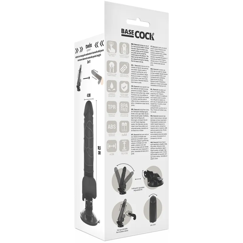 Basecock Realistic Remote Control Black 18.5cm - Vibrátor