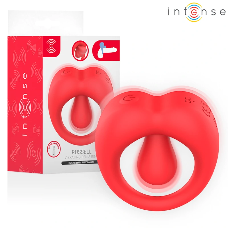 Intense - russell vibrating penis ring with clitoris stimulation red 9