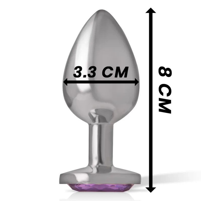 Intense - Metal Aluminum Anal Plug With Violet Glass Size M - Análny Kolík