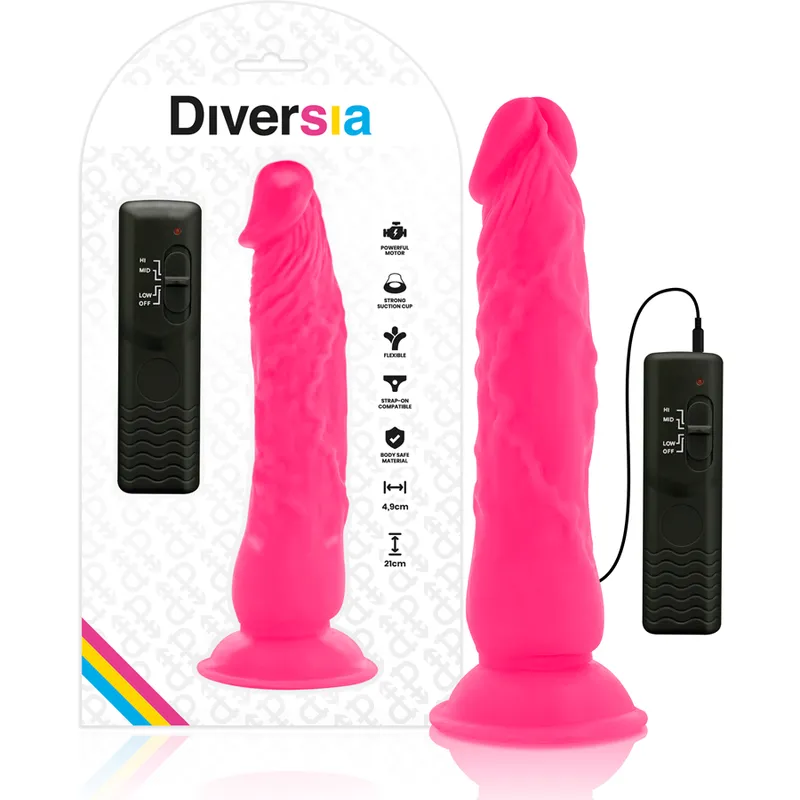 Diversia Flexible Vibrating Dildo 21 Cm - Pink