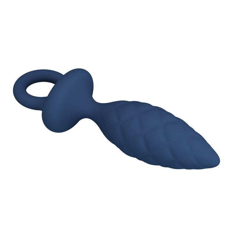 Mr play - textured anal plug with ring blue m 5