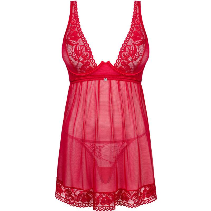 Obsessive - Lacelove Babydoll & Thong Red M/L