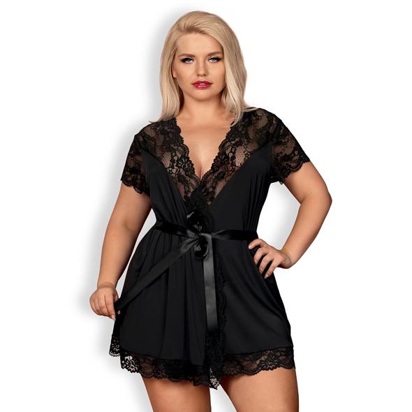 Obsessive - Kimono With Lace Black 2xl