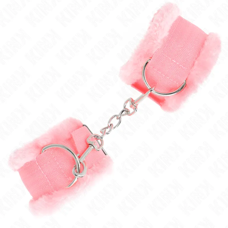 Kink - Furry Lined Wrist Restraints Pink Adjustable 17-31 Cm X 7 Cm