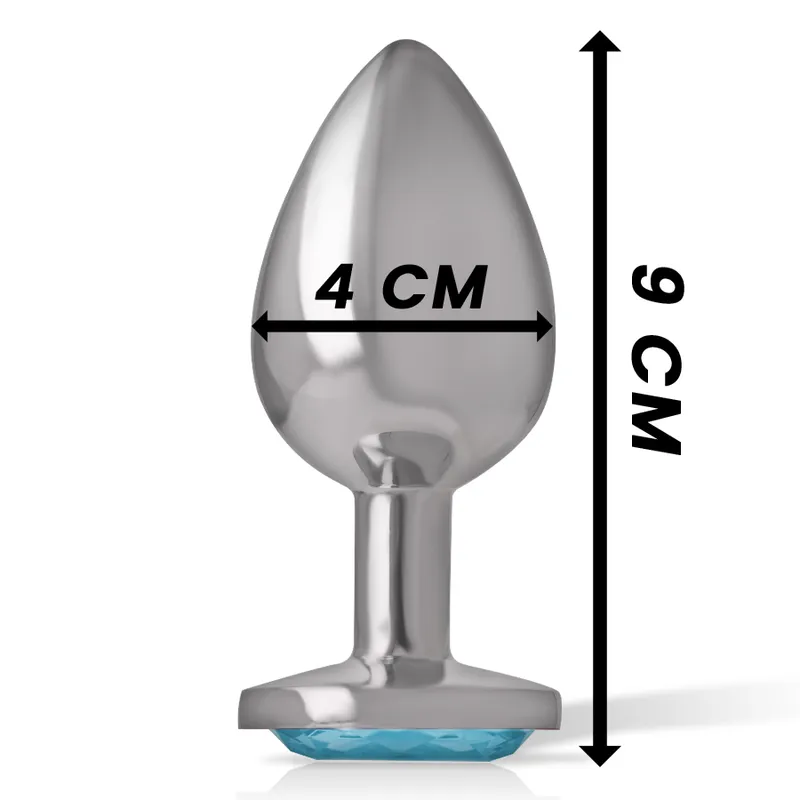 Intense - Metal Aluminum Anal Plug Heart Blue Size L - Análny Kolík