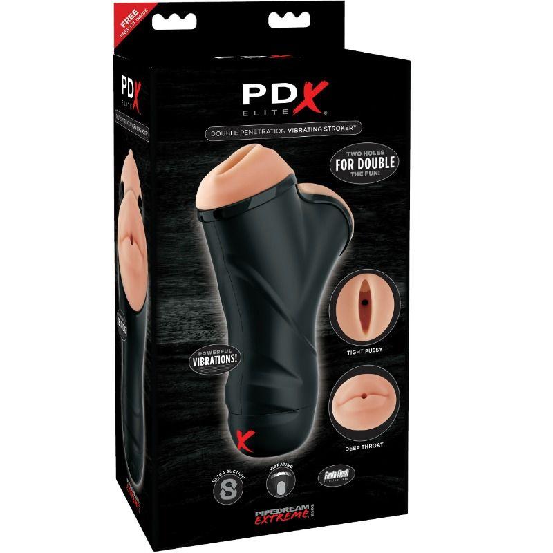 Pdx Elite Double Penetration Vibrating Stroker - Masturbátor