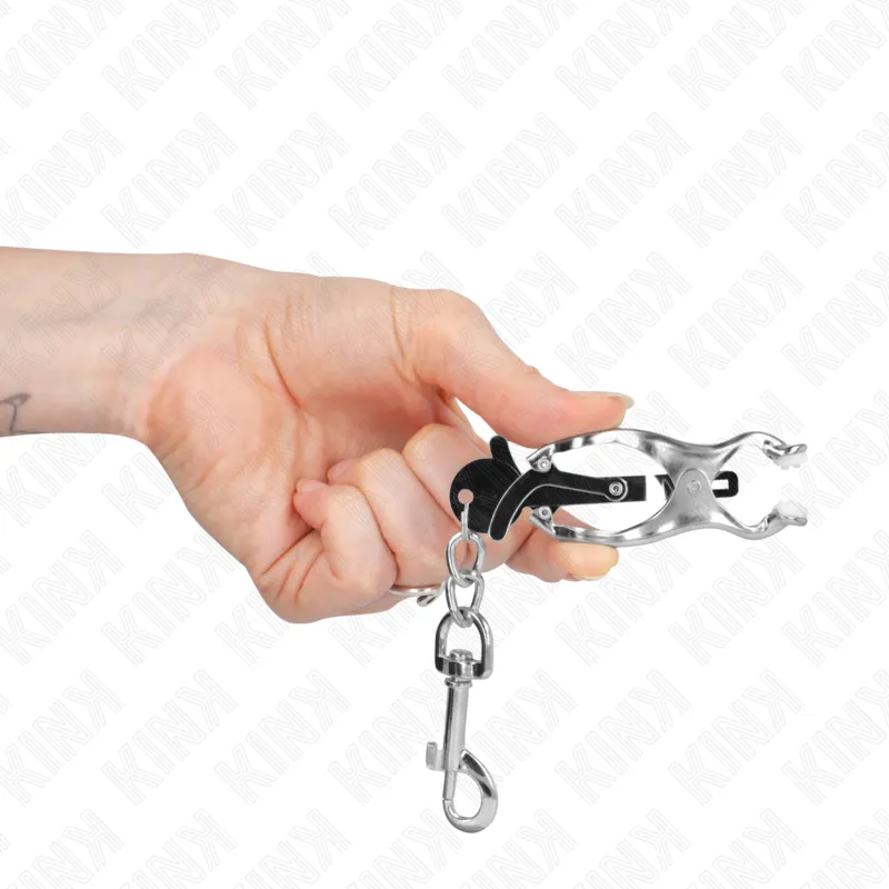 Kink - Japanese Clover Nipple Clamps With Hooks Silver 3