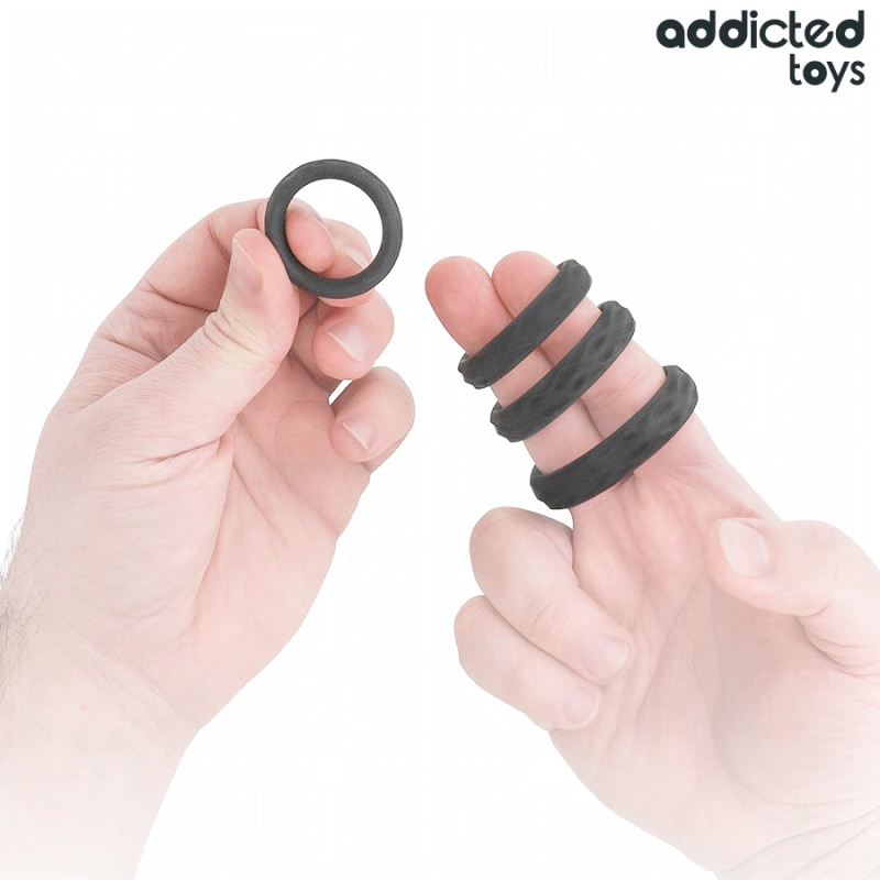 Addicted toys - textured cock ring set 4 sizes 1