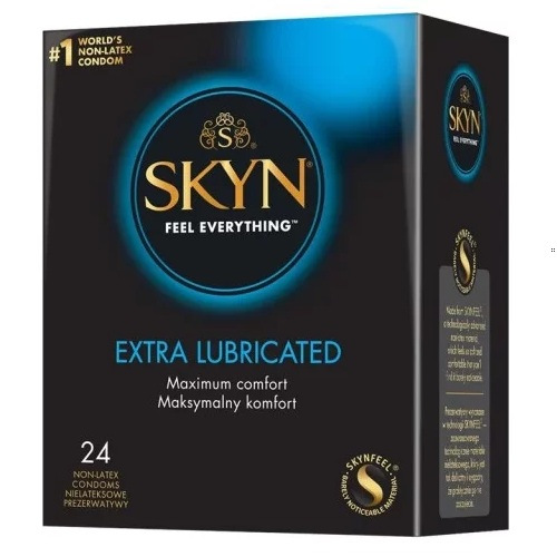Skyn - extra lubrikované kondómy bez latexu 24 kusov
