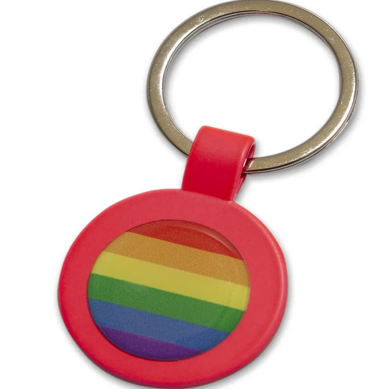 Pride - Fuscia Metal Keyring Round Key Ring With The Lgbt Flag