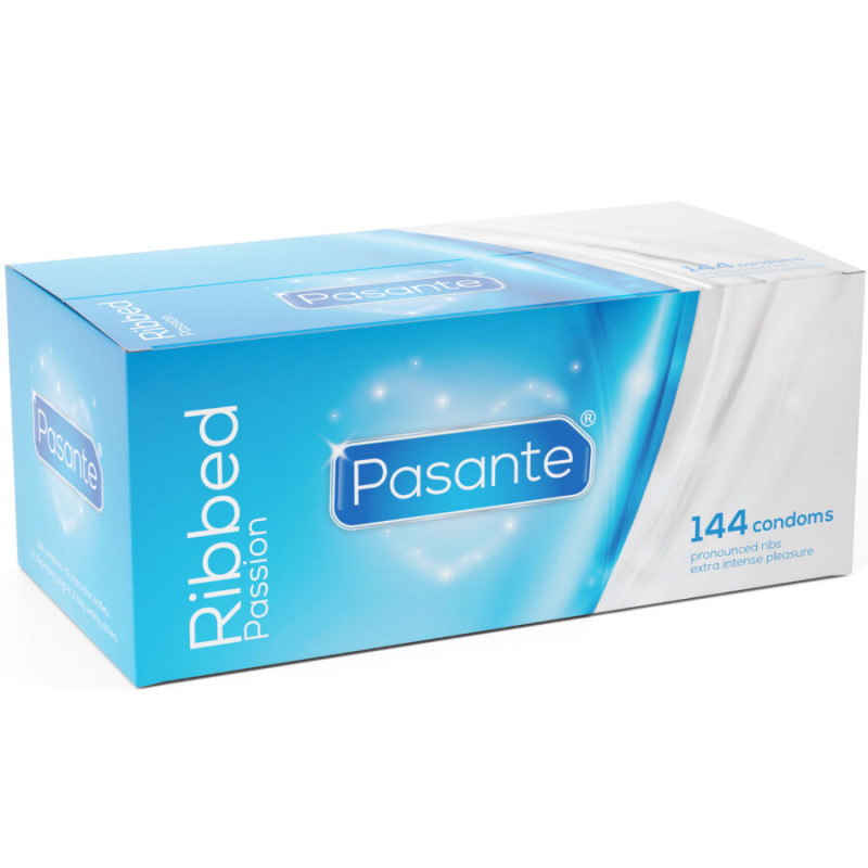 Pasante - ribbed passion condoms box 144 units