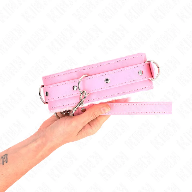 Kink - Collar With Leash 65 Cm With Restrictions Pink 36-42 Cm X 5.5 Cm 2