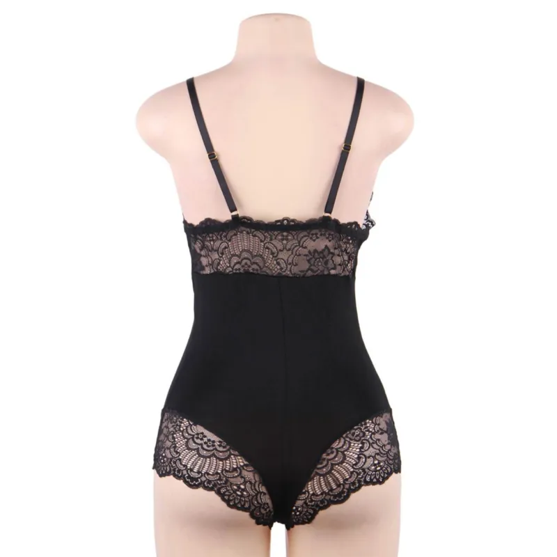 Subblime - Black Floral Lace Detail Teddy S/M