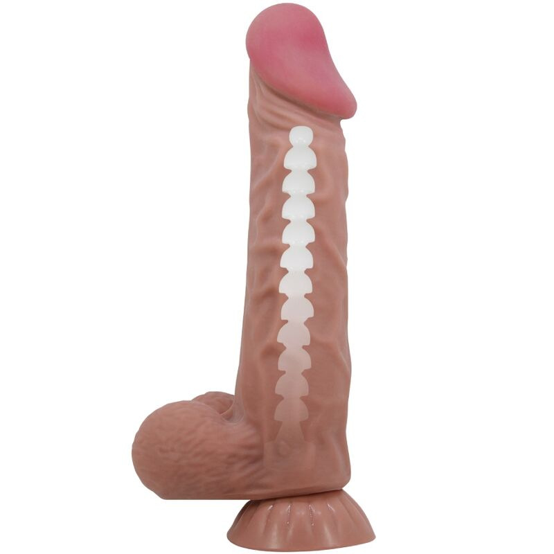 Pretty love - sliding skin series realistic dildo with sliding skin suction cup brown 24 cm 3