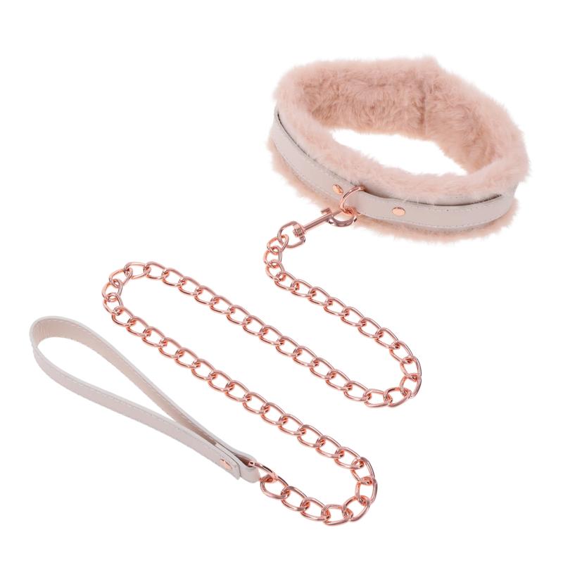 Sportsheets - S&M Peaches ‘N Creame Fur Collar & Leash Cream