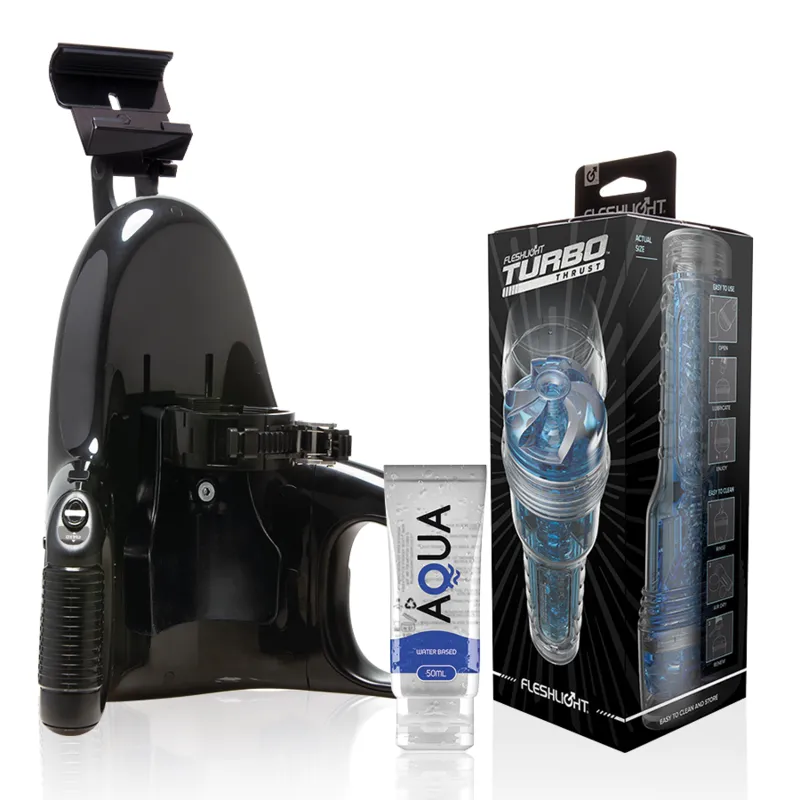 Fleshlight - Turbo Thrust Blue Ice + Universal Launch + Aqua Quality Lubricant 50 Ml