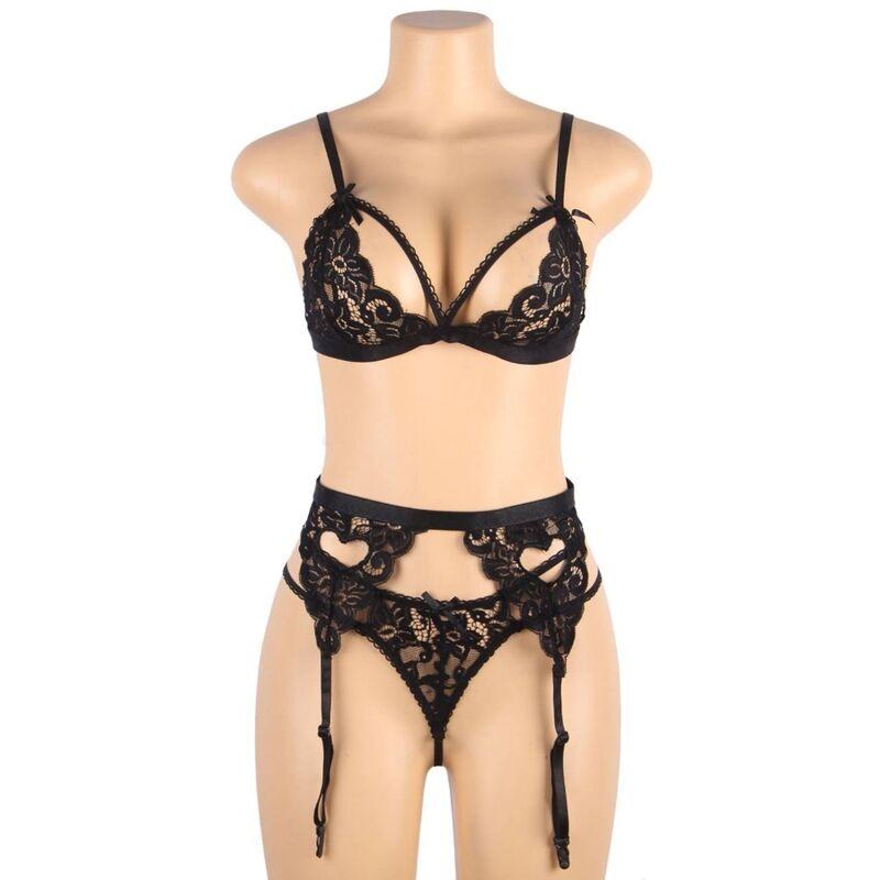 Subblime Three Pieces Set Bra+ Garter Belt + Thong L/Xl 9