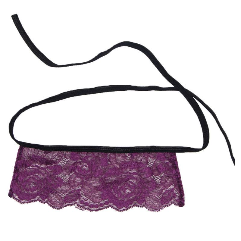 Subblime Corset Thong And Blindfold Black And Purple S/M