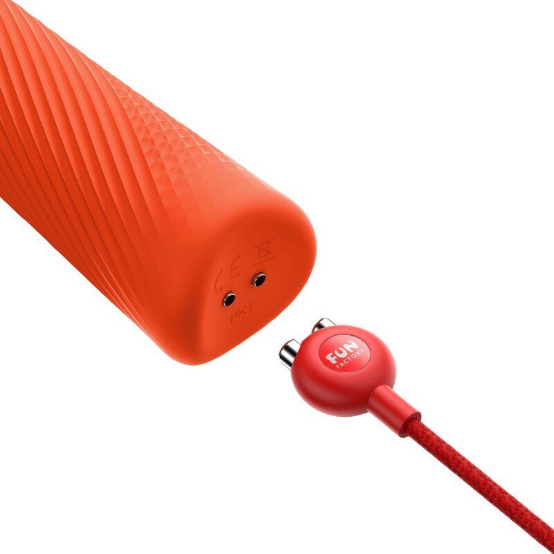 Fun Factory - Vim Silicone Rechargeable Vibrating Weighted Rumble Wand Sunrise Orange 3
