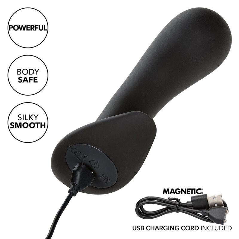 Calexotics - Rock Bottom Curved Anal Plug 10 Vibrations Silicone Black