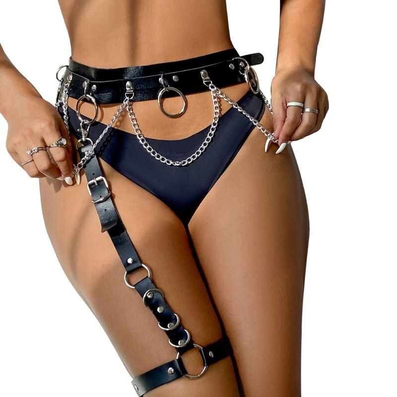 Subblime - Belt And Garter Harness With Rings And Chaindetail One Size 1
