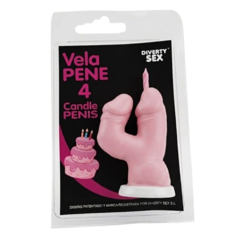 Diablo picante - penis candle in the shape of the number 4 pink color