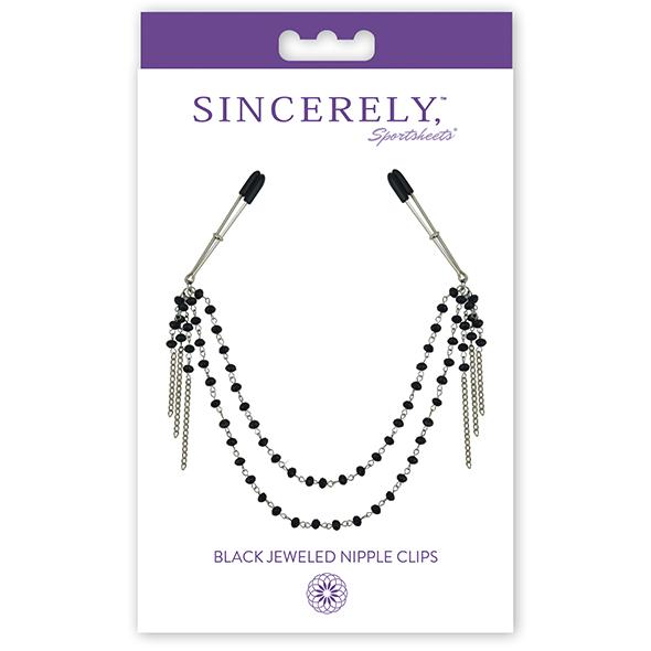 Sportsheets - Sincerely Black Jeweled Nipple Clips