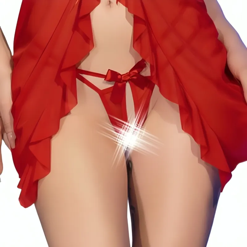 Chilirose - Cr 4696 Babydoll & Thong Crotchless Red S/M