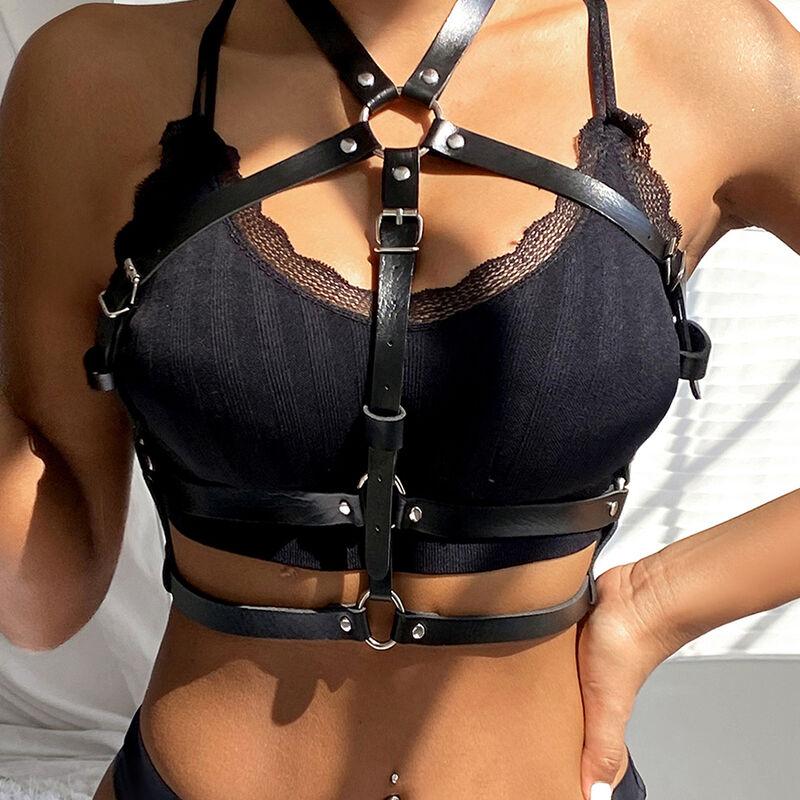 Subblime - Leather Ring Chest Harness Black One Size 9