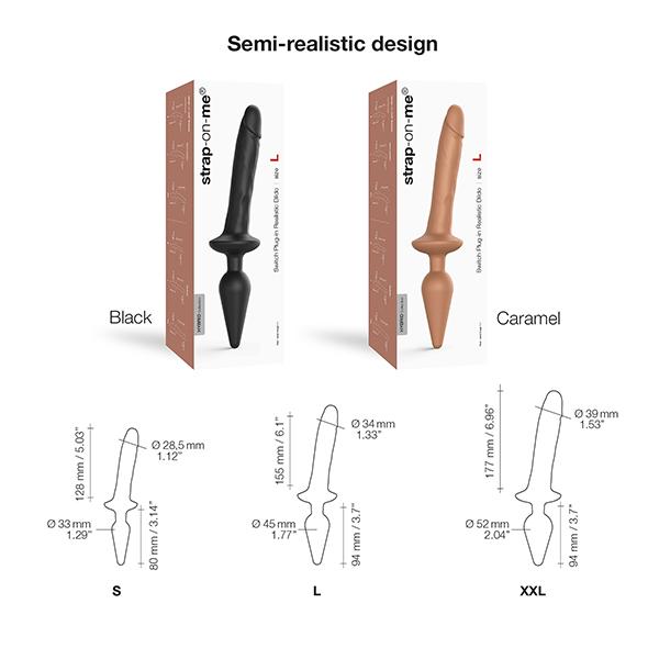 Strap-On-Me - Switch Plug-In Realistic Dildo Black Xxl 7