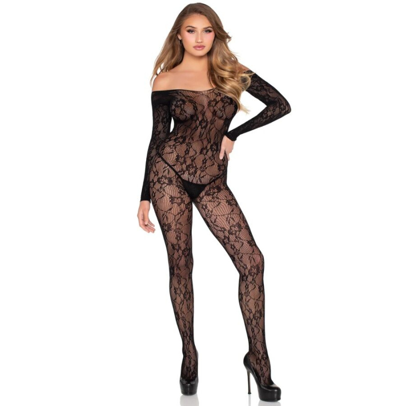 Leg avenue - 89366 lace lingerie bodystocking black - one size 4