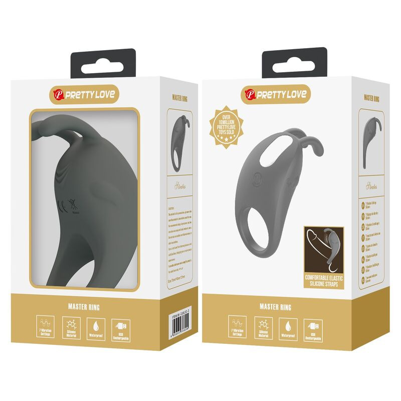 Pretty love - rechargeable vibrating ring with rabbit stimulator 10