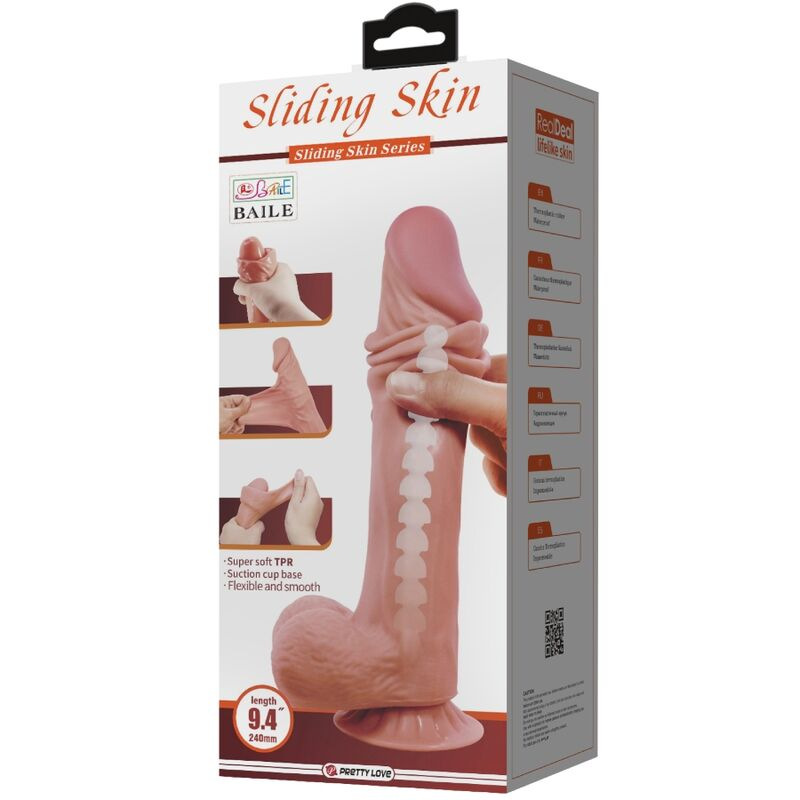 Pretty love - sliding skin series realistic dildo with sliding skin suction cup brown 24 cm 5
