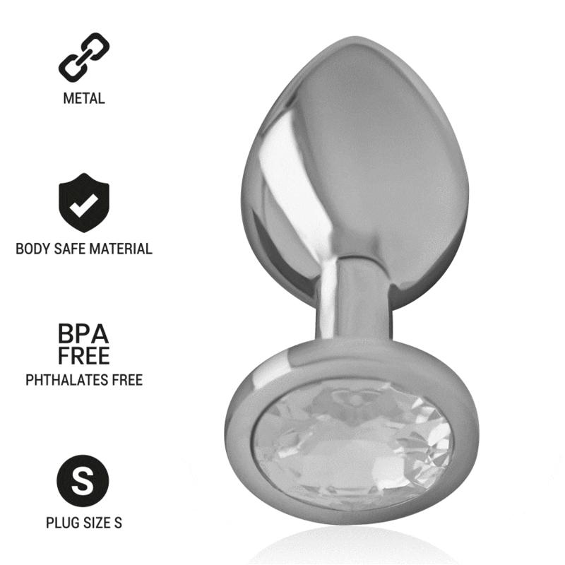 Intense - Metal Aluminum Anal Plug With Silver Glass Size S - Análny Kolík