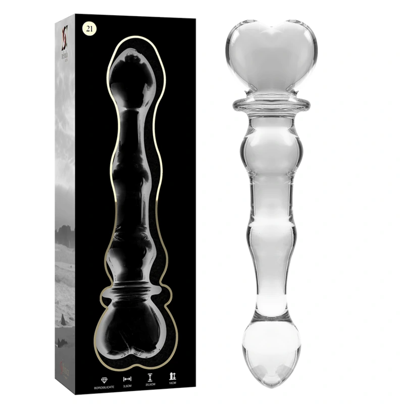 Nebula series by ibiza - model 21 dildo borosilicate glass clear 20.5 cm -o- 3.5 cm