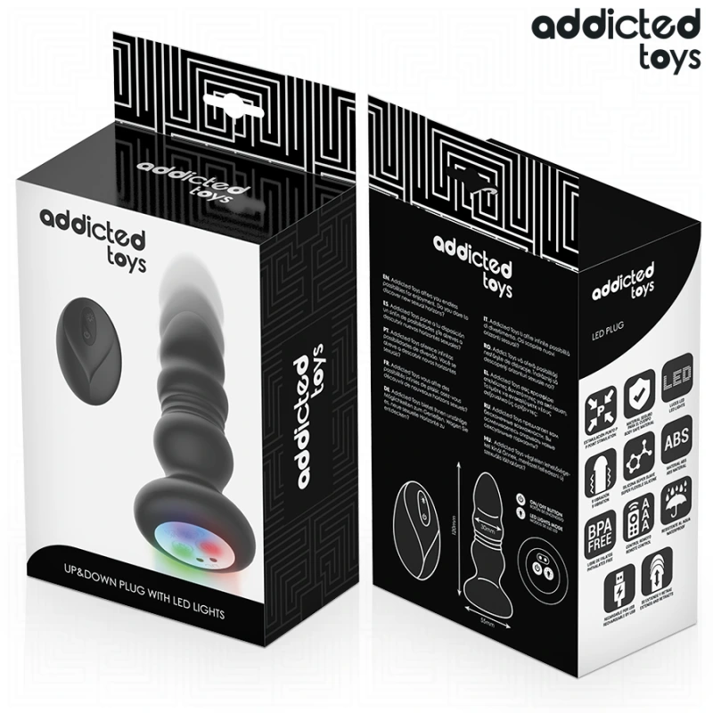 Addicted toys - rotating vibrating anal plug, led light remote control 6