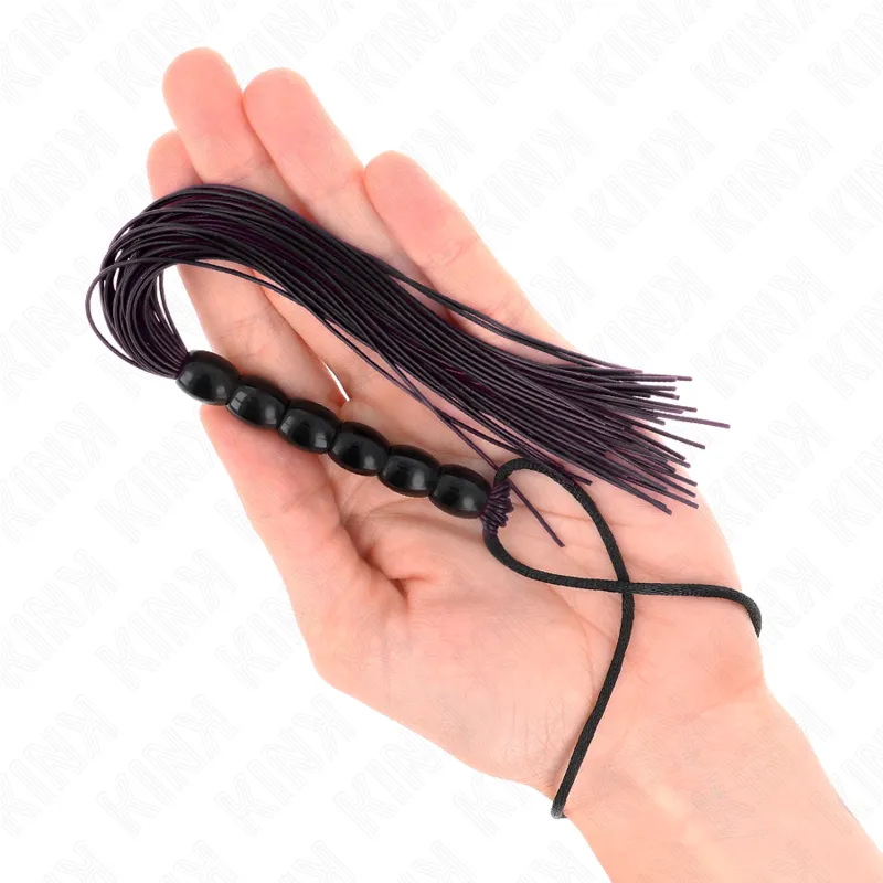 Kink - Mini Silicone Whip With 6 Black Beads 26 Cm