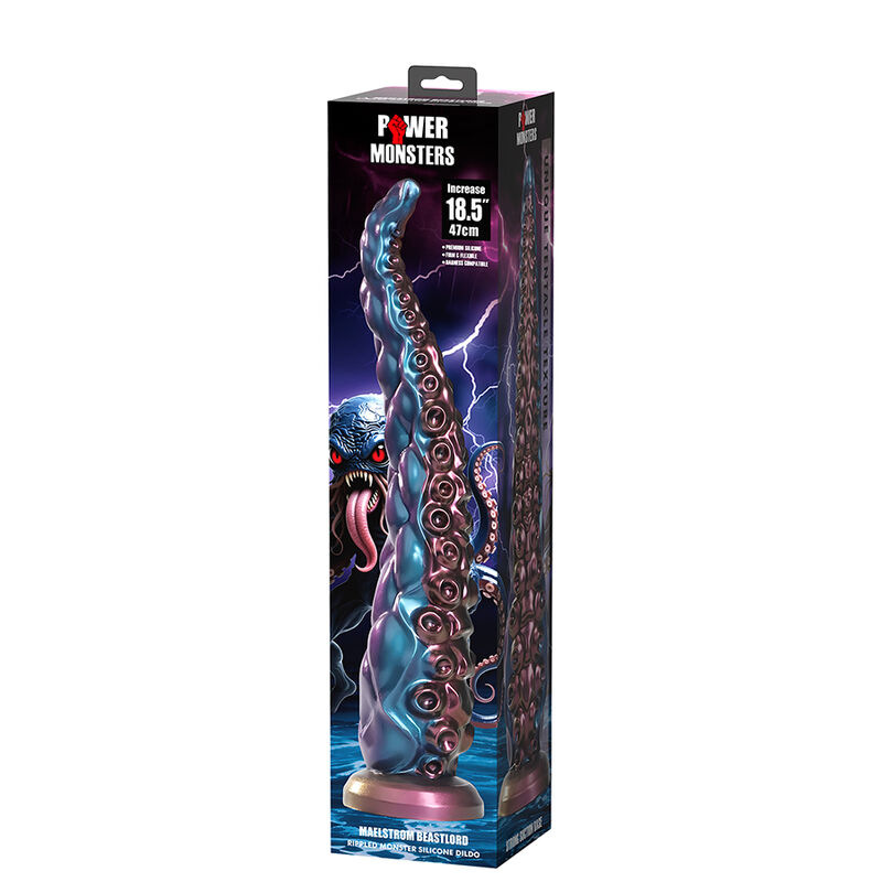 Power monsters - abyssal tentacle tricolor fantasy silicone dildo 46 cm Ø 7 cm 1