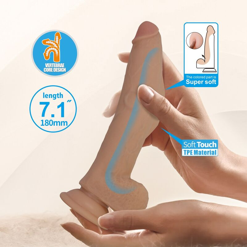 Pretty love - ellcument realistic flexible dildo 18 cm Ø 4.5 cm tpe natural 7