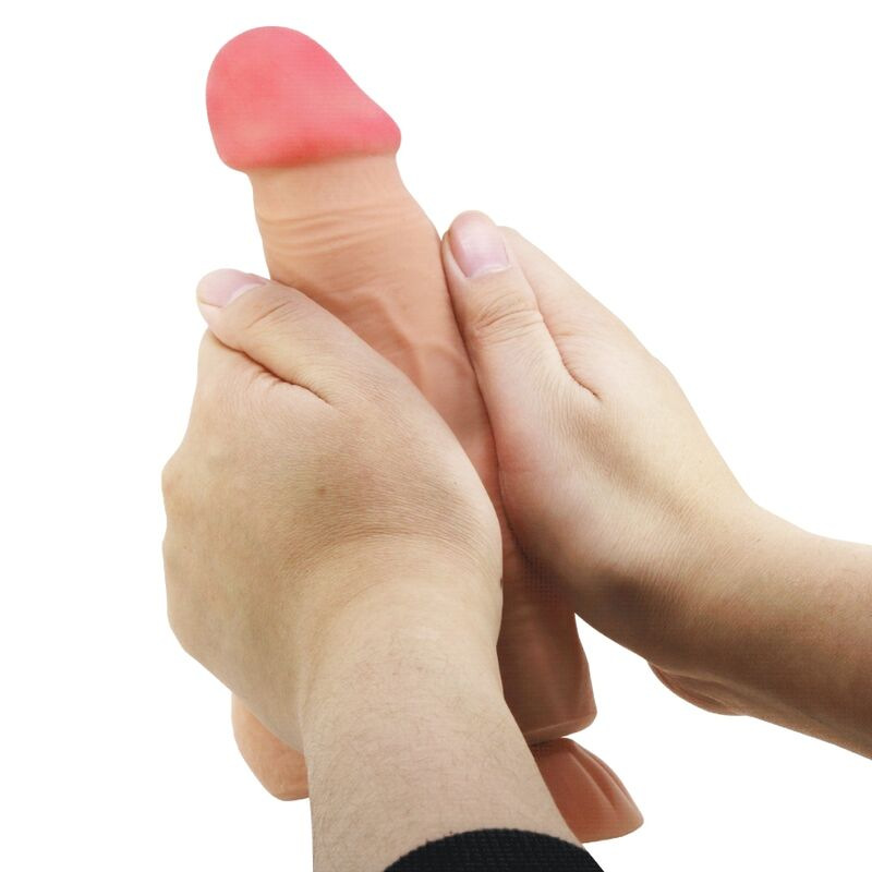 Pretty love - sliding skin series realistic dildo with sliding skin suction cup remote control flesh 2