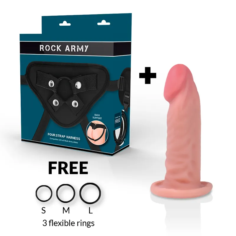 Rockarmy Harness + Dual Density Tiger 14cm - Pripínací Penis