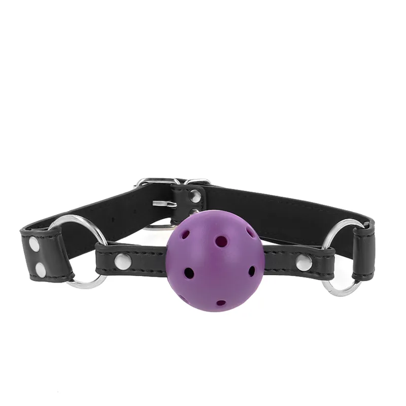 Kink - Breathable Ball 4 Cm Gag With Double Rivet Purple 62.5 X 2.5 Cm Adjustable 42-58 Cm