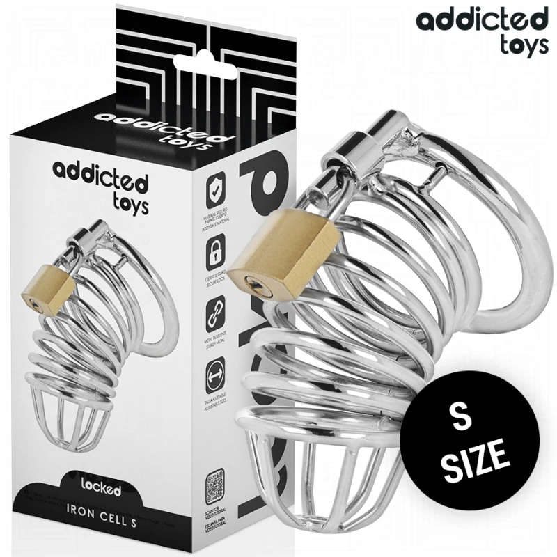 Addicted toys locked - iron cell metal penis cage 4 cm size s