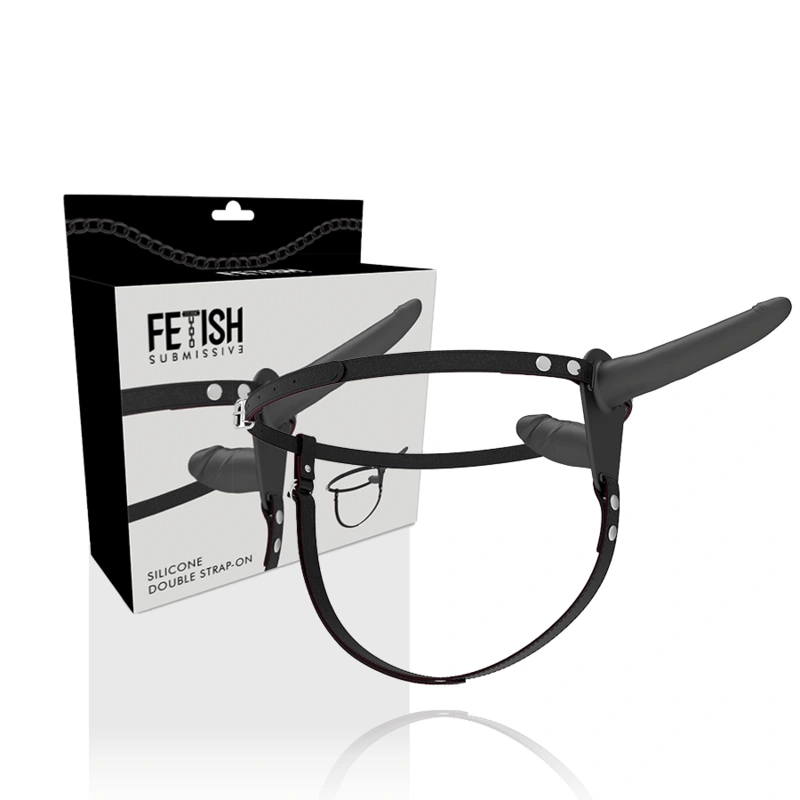 Fetish submissive harness - black double penetration 1