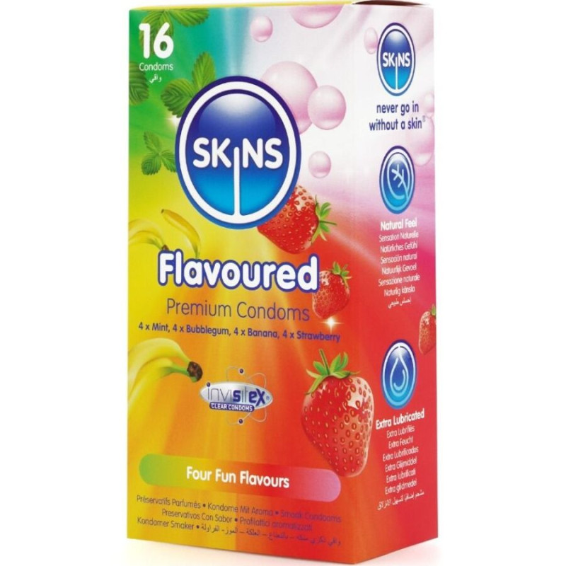 Skins - multi flavors premium condoms pack 16 1