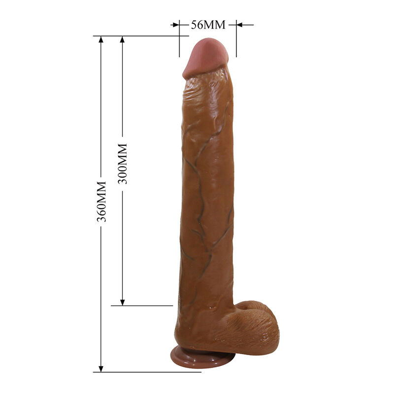 Pretty love - dany realistic flexible dildo with suction cup 36 cm -Ø- 5.6 cm brown 4