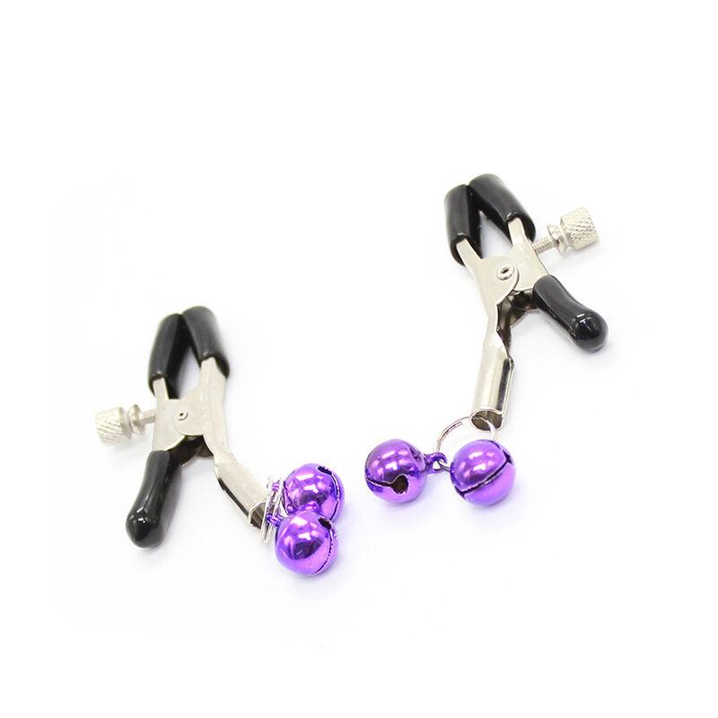 Ohmama Fetish Double Bells Nipple Clamps - Purple 3