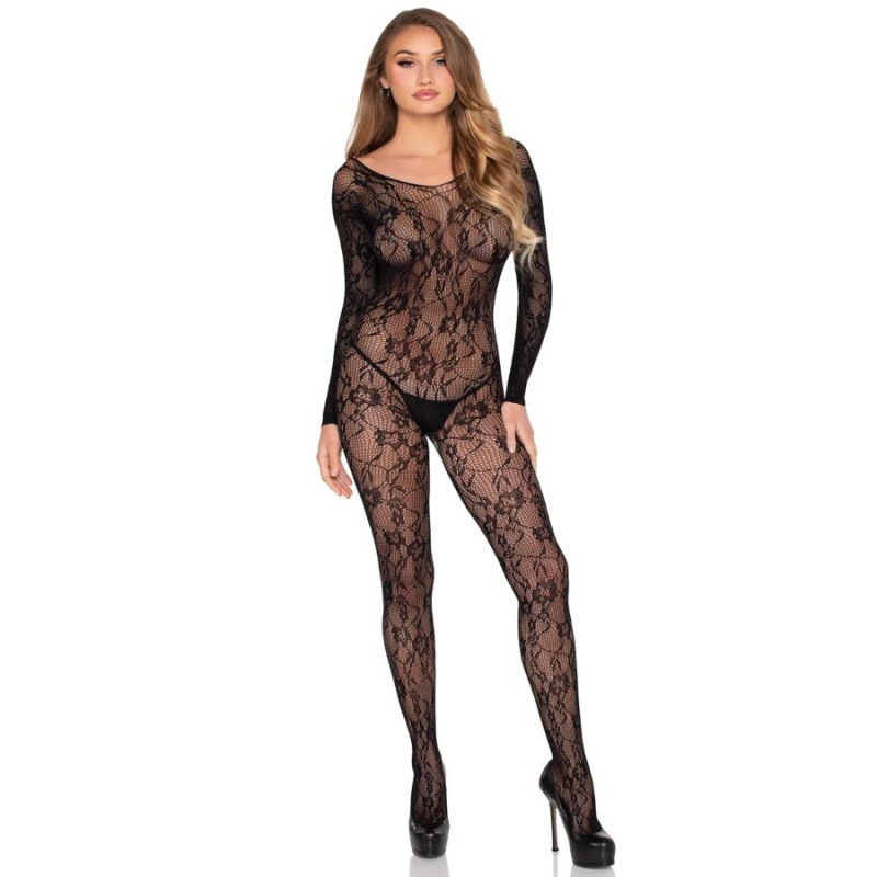 Leg avenue - 89366 lace lingerie bodystocking black - one size 5